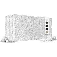 Hexim Wandpaneel, BxL: 60.5x121 cm, (Steinoptik Felsen Platten 4 Stück 120x60cm PU Wandverkleidung 2,92 m² 3D Paneele Bruchstein Stone Dekor Wandpaneele Wanddeko Steinplatte Felswand Wohnzimmer Innenwand weiß (A002-01 White)