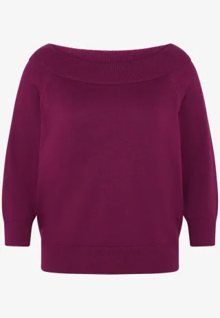 zero - Strickpullover mit Carmenausschnitt lila - Gr. - 36