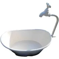 Deko-Impression Pflanzschale Wanne mit Deko-Wasserhahn Blumentopf Pflanzschale weiß 31 cm (1 St)