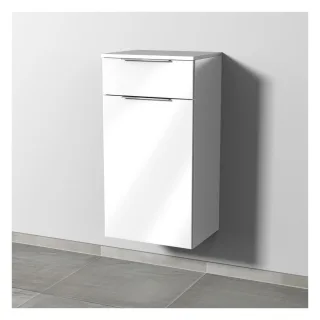 Sanipa 3way Mittelschrank mit 1 Auszug und 1 Wäschekorbklappe, Weiß-Glanz, UF15478 UF15478
