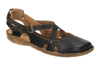 Josef Seibel Damen Sandalette 79513 Schwarz Keilabsatz Flexibel