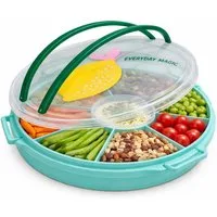 rice Lunchbox Rice Serviertablett mit Deckel - Türkis Zitrone, Kunststoff, (1-tlg)