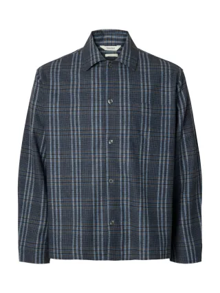 selected men - Kariertes Überhemd blau - Gr. - L