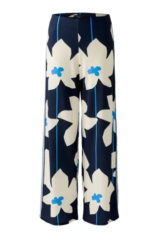 Oui - Verkürzte Hose in Silky Touch Qualität blau - Gr. - 34