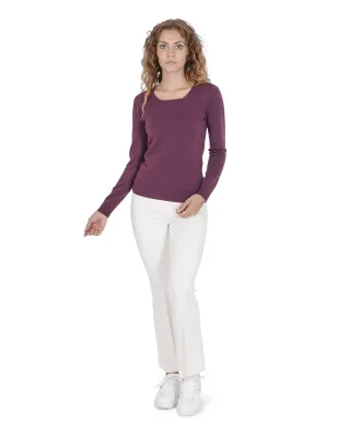 Crown Of Edinburgh Cashmere Pullover mit Karree-Ausschnitt Für Damen Coe 0024 Burgund