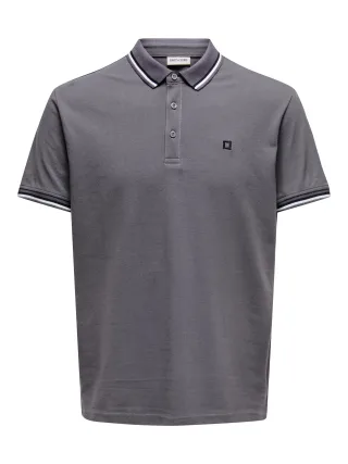 ONLY&SONS - ONSFLETCHER LIFE SLIM SS POLO NOOS Grau - Gr. - S