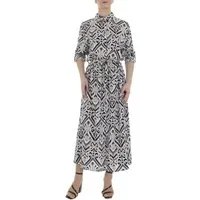 Ital-Design Maxikleid Damen Freizeit (85885246) Ornamente Blusenkleid in Schwarz