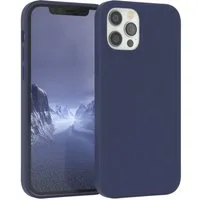 EAZY CASE Handyhülle Premium Silikon Case für iPhone 12 / iPhone 12 Pro 6,1 Zoll, Handy Softcase Hülle Silikon mit Displayschutz Case Blau / Nachtblau