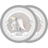 Geda Labels GmbH Frühstücksteller Dumbo Sterne 2er Set, (2 St), Grau, 21,5 cm, spülmaschinengeeignet