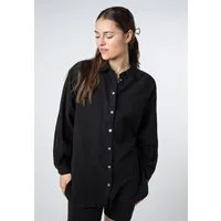 SUBLEVEL Langarmbluse Damen Musselinbluse langarm mit Kentkragen Oversizebluse aus Baumwolle