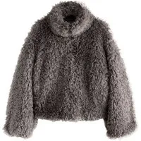 Next Fellimitatjacke Kunstfelljacke mit Reißverschluss + Trichterkragen (1-St)