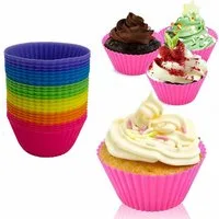 FOUORTUNATE-BEE Silikonform 24er Set Silikon Muffinförmchen in Regenbogenfarben, wiederverwendbar, (24-tlg), Bunte Silikon Cupcakeförmchen 24 Stück für Muffins & Backen