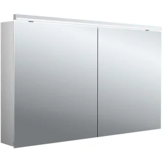 Emco pure 2 Classic Aufputz-Lichtspiegelschrank 979705505 1200x729mm, mit LED-Aufsatzleuchte, 2-türig, Aluminium