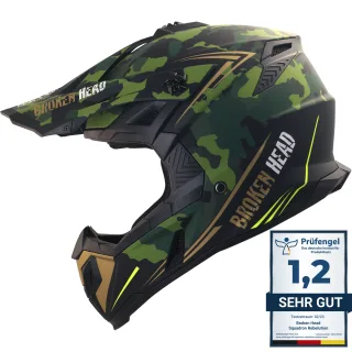 Broken Head (A-Minus-Ware) Crosshelm Squadron Rebelution Camouflage Gold-Neon-Gelb