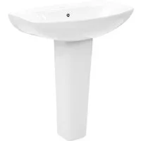 vidaXL Waschbecken, Freistehendes Waschbecken mit Säule Keramik Weiß 650x520x200 mm