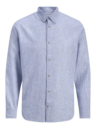 JACK&JONES - JJESUMMER LINEN BLEND SHIRT L/S SN Blau - Gr. - M