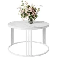 Lookway Couchtisch LORI LEVANTO mit weißem und schwarzem Gestell (1x Couchtisch), Durchmesser: ⌀70 cm