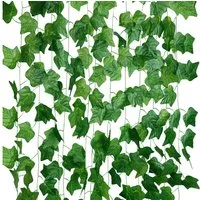 Kunstgirlande 12/24 Stück Künstliche Ranke Pflanzen, Grüne Blätter DIY-Dekoration, Ribelli, für Hintergrund, Hochzeit, Wanddeko, Tischdeko, Garten Party
