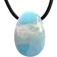 Steinfixx® Anhänger Set Larimar Tropfenanhänger mit 80 cm Wildlederband (20x30mm, 1-tlg., AAA-Qualität aus der Dominikanischen Republik), incl. Geschenkverpackung und Edelsteinkarte