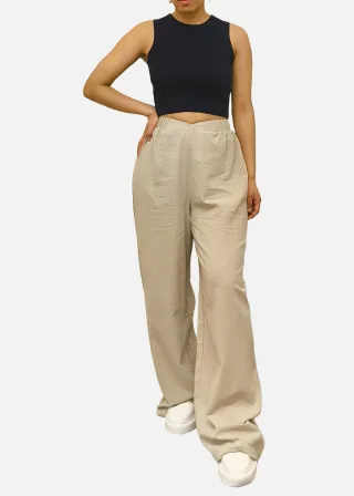 Stein Taille Band Detail Wide Leg Hose