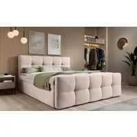 thematys Boxbett mit Bettkasten 140x200–200x200 cm – Velours oder Bouclé Bezug – (Polsterbett Bonnellfederkern Matratze H3 + Gratis 3cm Topper, Boxbett - Luxus Doppelbett mit Stauraum)