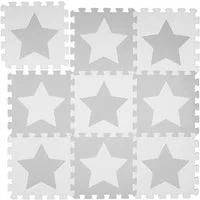 relaxdays Spielmatte Puzzlematte Sterne hellgrau