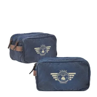 Kulturbeutel aus Canvas & Leder | Greenburry Aviator | Robuste Waschtasche mit zwei Hauptfächern für strukturierte Reisen.