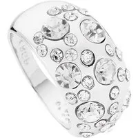 Taffstyle Fingerring Damen Ring Silbern mit vielen Kristallen Silber Clear Größe 55 (17.5) (Ring für Frauen zum Geburtstag Muttertag Valentinstag Weihnachten), Designer Schmuck Edelstahl Damen Band Damenring Bandring Geschenke