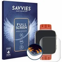 Savvies Displayschutzfolie Fullscreen Schutzfolie für Huami Amazfit Bip 6, 4 Stück, Displayschutz Folie Fullcover Klar Transparent