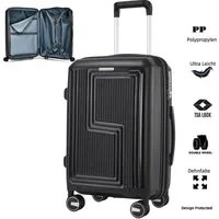 Super Solu Hartschalen-Trolley Koffer Reisekoffer XL groß 28 Zoll PP leicht erweiterbar TSA, 4 Rollen, 360° drehbar, Grau, langlebig & robuster Hartschalenkoffer