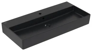 Villeroy & Boch Waschbecken Memento 2.0 1000x470mm,, 1 Hahnloch mit Überlauf Pure Black cplus 4A22A5R7