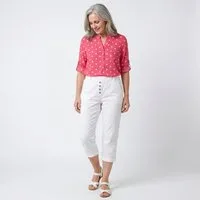 OriginalYou Caprihose Damen mit Stretch Knitterlook kurze Sommerhose mit Gummizug moderner Knitterlook, mit Gummizug und Gürtelschlaufen