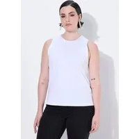 Ulla Popken Longtop Ripptop Satinkante Slim Rundhals ärmellos