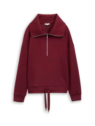 Tom Tailor - Troyer Sweatshirt aus Scuba Preppy Plum - Gr. - XXXL