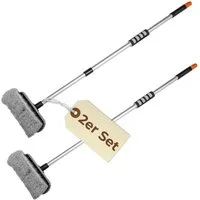 GarPet Autowaschbürste 2er Set Autowaschbürste Teleskop Stiel Waschbürste Auto 80-130cm