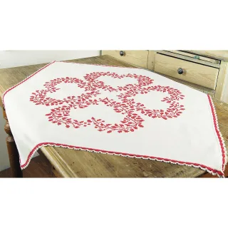Kreuzstichmitteldecke "4 Herzen"