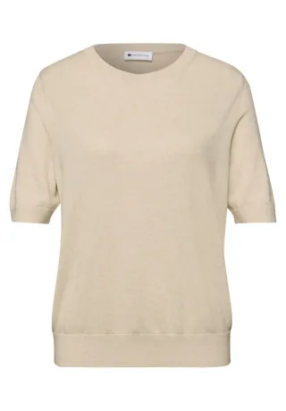 Street One - Kurzarm Strickpullover mit Rundhalsausschnitt beige - Gr. - 34