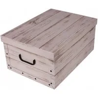 Kreher Aufbewahrungsbox Aufbewahrungsbox, Dekokarton - Motiv: Holz Weiß
