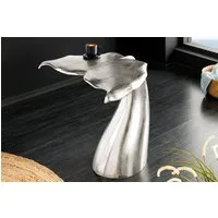 riess-ambiente Beistelltisch WILDLIFE 60cm silber · Wohnzimmertisch aus Metall (Einzelartikel, 1-St), Walflossen-Skulptur · handmade · Dekoration · maritimes Design