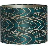 Dirk Davids Leuchten GmbH Lampenschirm Lampenschirm Velours strukturiert Grün Goldenen Ornamenten 20-20-15cm, Zeitlose Eleganz