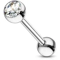 viva-adorno Piercing-Set Zungenpiercing Barbell Piercing Stab mit Kristall Kugel, Ohrpiercing Stecker Hantel Chirurgenstahl 316L beschichtet