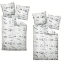 Janine Bettwäsche 4 tlg Janine Mako Satin Bettwäsche Moments 98101-02 Segelboote 135x200, Mako Satin, 4 teilig, Klimaneutrale Herstellung, Verpackung 100% Recycelbar