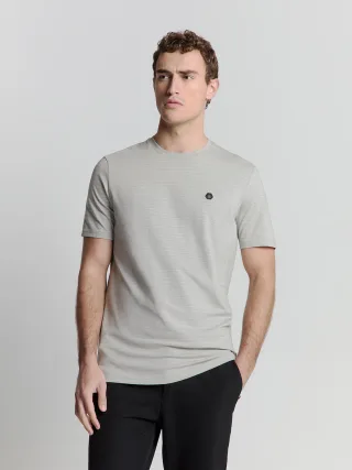 No Excess - T-Shirt Crewneck Small Pin Stripe mid grey - Gr. - XL