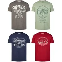 riverso T-Shirt Herren Printshirt RIVLeon Regular Fit (4-tlg) Kurzarm Tee Shirt mit Rundhalsausschnitt aus 100% Baumwolle