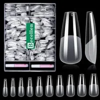 LuxusKollektion Kunstfingernägel Nageltips 500 Coffin Fullcover Prebuff Gelnägel Kleber Ballerina