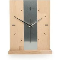 Kreative Feder Standuhr Designer-STANDUHR "Silver Stipe" aus Massivholz, ohne Ticken, Funk- oder Quarzuhrwerk, elegant, außergewöhnlich, modern