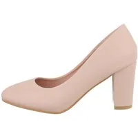 Ital-Design Damen Abendschuhe Elegant High-Heel-Pumps Blockabsatz High Heel Pumps in Beige