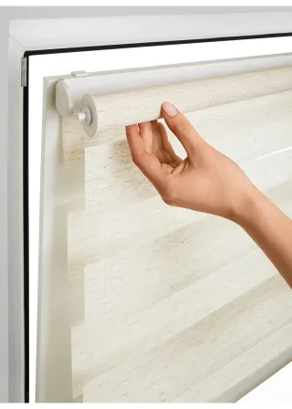 bonprix Doppelrollo in Leinen-Optik, beige, Gr.130x120 cm, Doppelrollo mit schöner Leinen-Optik