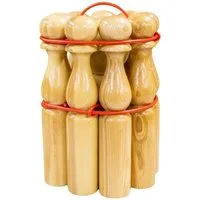 GICO Spielzeug-Gartenset GICO Kegelspiel Kegel Set Bowling aus Holz -Höhe 30 cm–3019