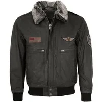 Maddox Lederjacke Laslo Maddox - Herren Lederjacke Fliegerjacke Lammnubuk schwarz